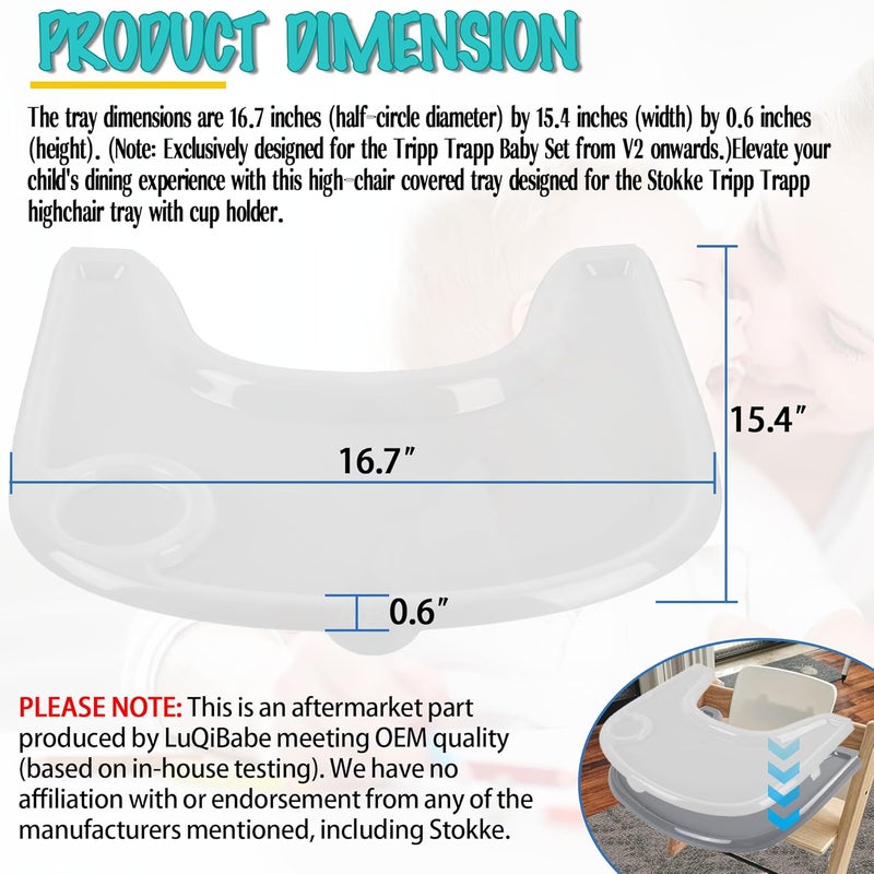 LuQiBabe High Chair Tray Cover Compatible with Stokke Tripp Trapp Chair with Cup Holder - Smooth Surface and Strong Suction - Made with Food-Safe Plastic (BPA BPS BPF Lead Phthalate Free) - Clear - Image 3
